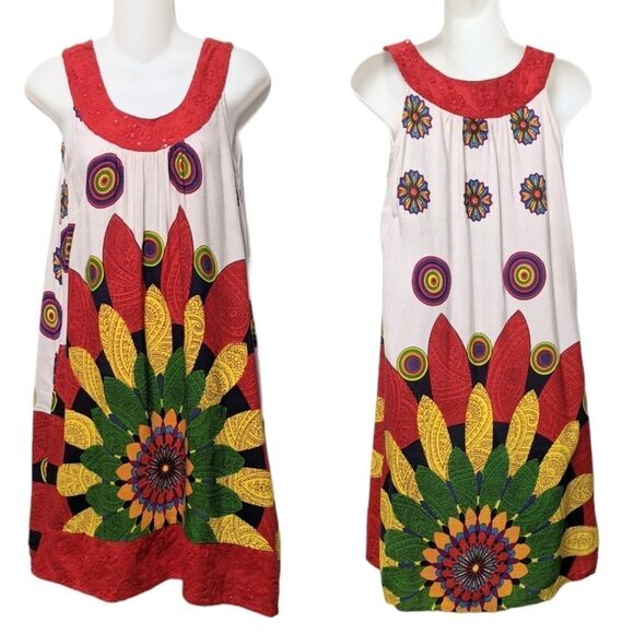 SIYA Floral Feather Rainbow Cutaway Dress - Picture 1 of 7